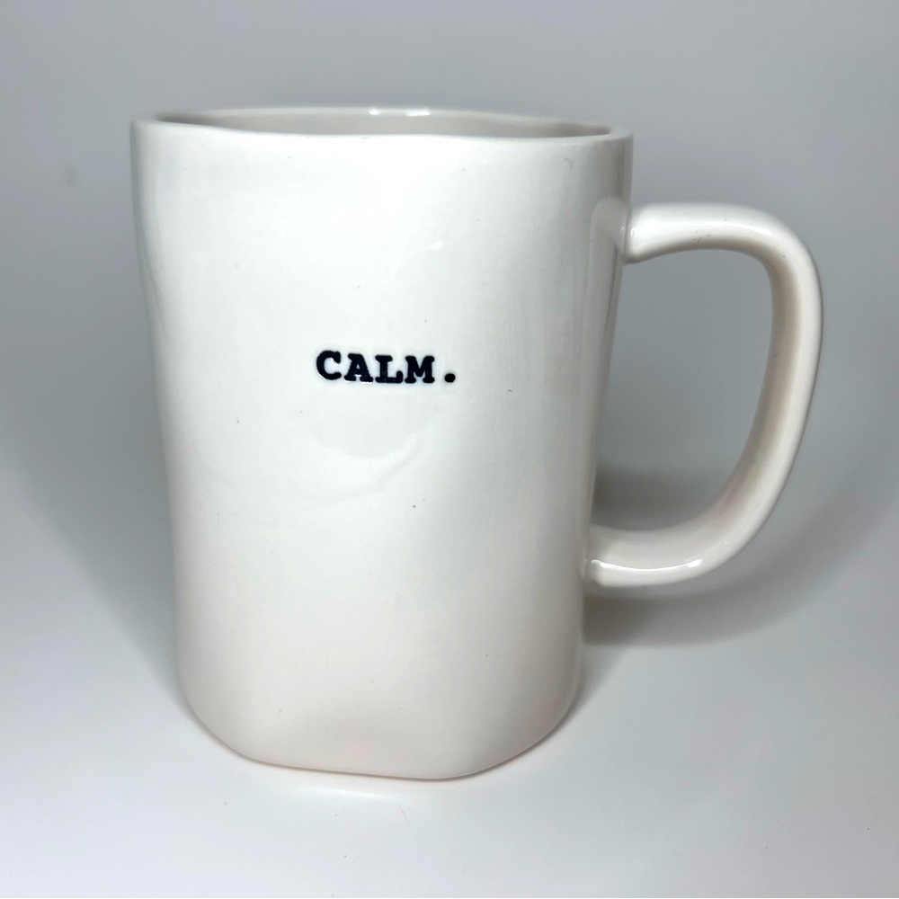 Rae Dunn Ceramic White Calm Coffee Tea Mug